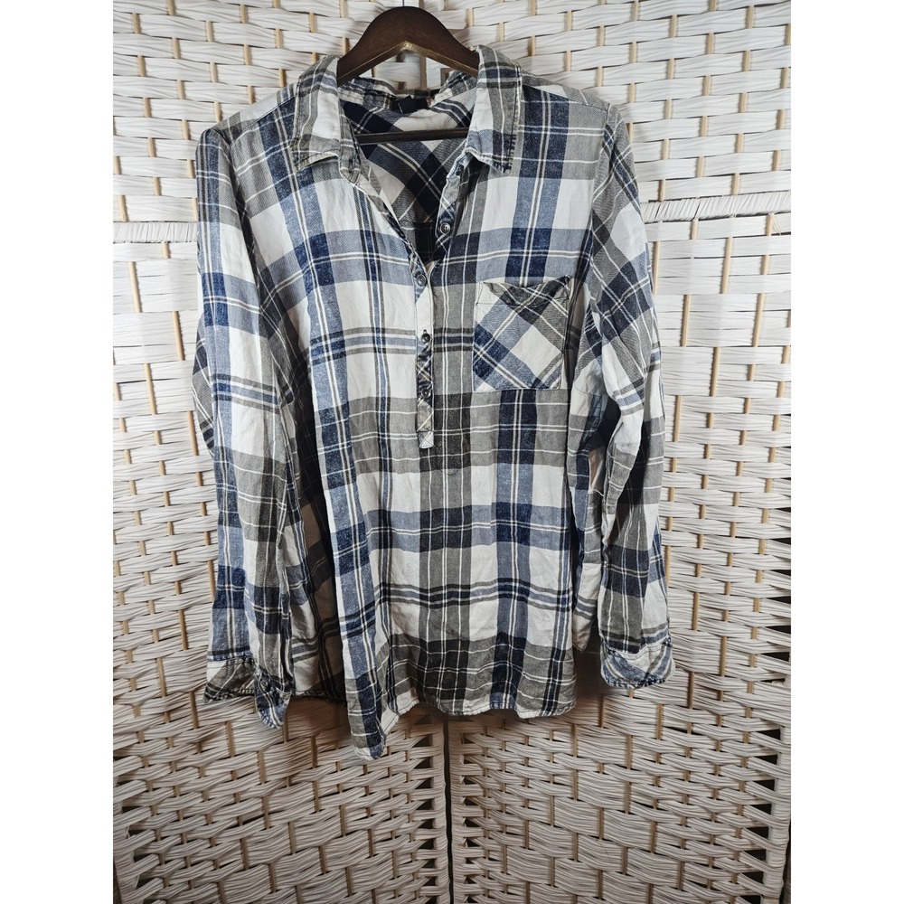 Torrid Womens Blue Plaid Shirt Sz 2 Grunge Outdoor Casual Comfort Western